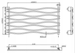 Grzejnik łazienkowy dekoracyjny WAVE 1200/635mm chrom