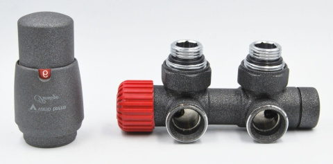 Zawór termostatyczny 50mm TWINS grafit strukturalny prawy Pex Zawór termostatyczny 50mm TWINS grafit strukturalny prawy Pex
