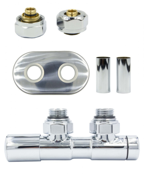 Zawór regulacyjny 50mm TWINS chrom lewy Pex All in One Zawór regulacyjny 50mm TWINS chrom lewy Pex All in One