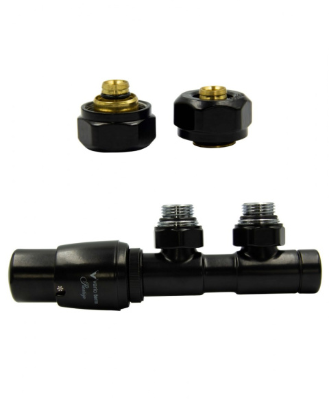 Zawór termostatyczny 50mm TWINS czarny mat lewy Pex Zawór termostatyczny 50mm TWINS czarny mat lewy Pex