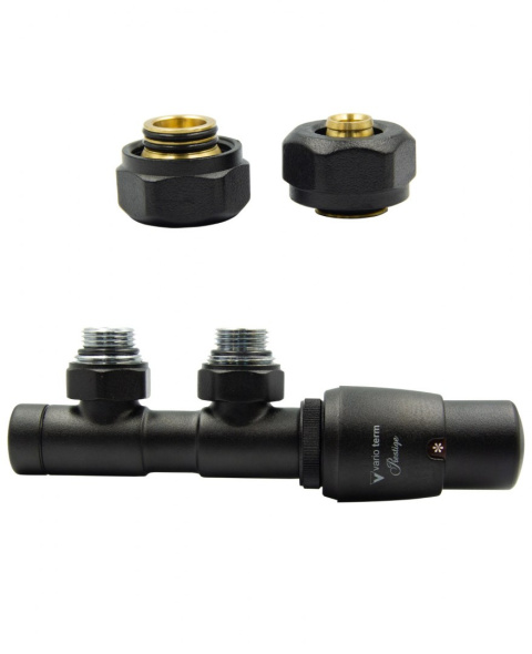 Zawór termostatyczny 50mm TWINS czarny strukturalny prawy Pex Zawór termostatyczny 50mm TWINS czarny strukturalny prawy Pex