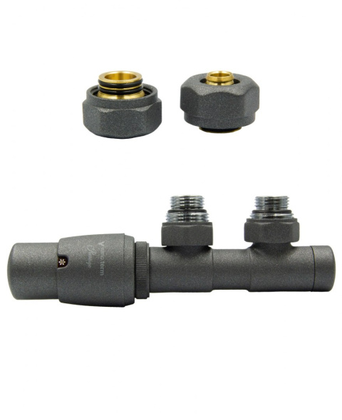 Zawór termostatyczny 50mm TWINS grafit strukturalny lewy Pex Zawór termostatyczny 50mm TWINS grafit strukturalny lewy Pex