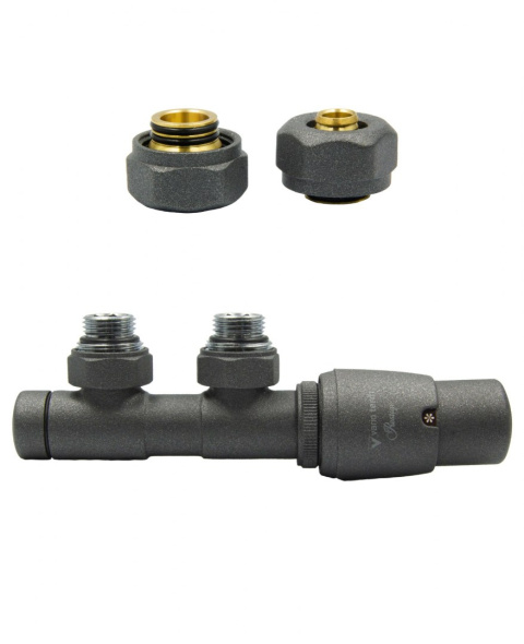 Zawór termostatyczny 50mm TWINS grafit strukturalny prawy Pex Zawór termostatyczny 50mm TWINS grafit strukturalny prawy Pex