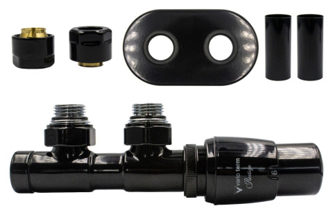 Zawór termostatyczny 50mm TWINS czarny błyszczący prawy Cu All in One Zawór termostatyczny 50mm TWINS czarny błyszczący prawy Cu All in One