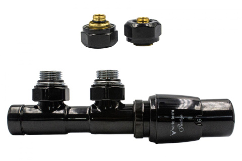 Zawór termostatyczny 50mm TWINS czarny błyszczący prawy Pex Zawór termostatyczny 50mm TWINS czarny błyszczący prawy Pex