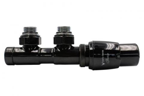 Zawór termostatyczny 50mm TWINS czarny błyszczący prawy Zawór termostatyczny 50mm TWINS czarny błyszczący prawy
