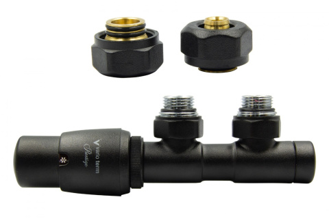 Zawór termostatyczny 50mm TWINS czarny strukturalny lewy Pex Zawór termostatyczny 50mm TWINS czarny strukturalny lewy Pex