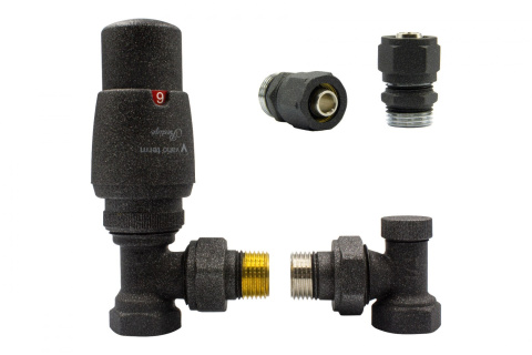 Zawór termostatyczny ELEGANT kątowy ciemny grafit strukturalny Pex 16mm Zawór termostatyczny ELEGANT kątowy ciemny grafit strukturalny Pex 16mm