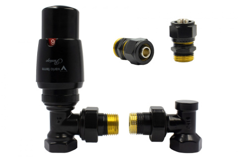 Zawór termostatyczny ELEGANT kątowy czarny mat Pex 16mm Zawór termostatyczny ELEGANT kątowy czarny mat Pex 16mm
