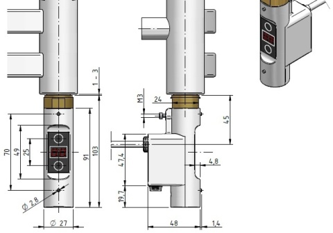 Grzałka elektryczna do grzejnika 300W biała owal H+E VARIO TERM Grzałka elektryczna do grzejnika 300W biała owal H+E VARIO TERM