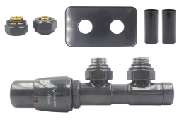 Zawór termostatyczny 50mm TWINS grafit błyszczący lewy All in One