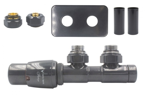 Zawór termostatyczny 50mm TWINS grafit błyszczący lewy All in One