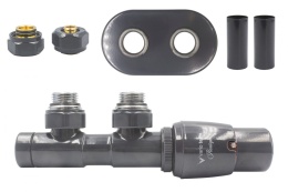 Zawór termostatyczny 50mm TWINS grafit błyszczący prawy All in One