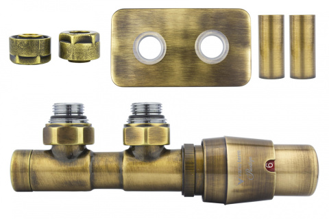 Zawór termostatyczny 50mm TWINS mosiądz antyczny prawy Cu All in One Zawór termostatyczny 50mm TWINS mosiądz antyczny prawy Cu All in One