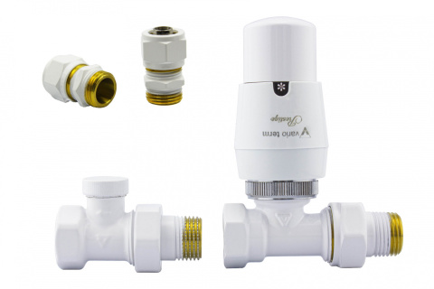 Zawór termostatyczny ELEGANT prosty biały Pex 16mm Zawór termostatyczny ELEGANT prosty biały Pex 16mm