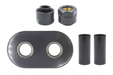 Zestaw maskujący rozety + tuleje + złączki Cu x GW3/4 grafit błyszczący Twins/Unico