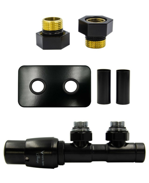 Zawór termostatyczny 50mm TWINS czarny mat lewy GZ1/2 All in One Zawór termostatyczny 50mm TWINS czarny mat lewy GZ1/2 All in One