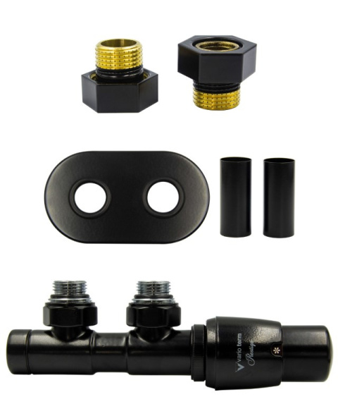 Zawór termostatyczny 50mm TWINS czarny mat prawy GZ1/2 All in One Zawór termostatyczny 50mm TWINS czarny mat prawy GZ1/2 All in One
