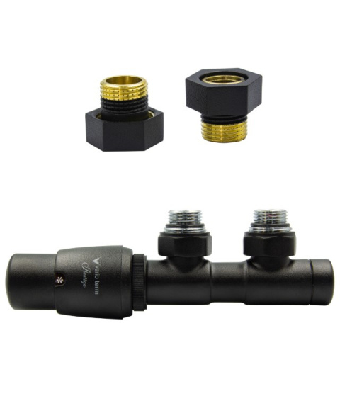 Zawór termostatyczny 50mm TWINS czarny strukturalny lewy GZ1/2 Zawór termostatyczny 50mm TWINS czarny strukturalny lewy GZ1/2