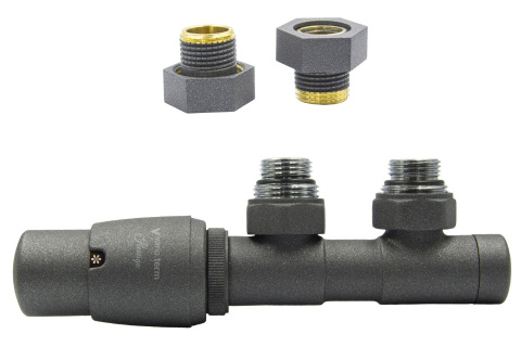 Zawór termostatyczny 50mm TWINS grafit strukturalny lewy GZ1/2 Zawór termostatyczny 50mm TWINS grafit strukturalny lewy GZ1/2