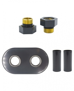 Zestaw maskujący rozety + tuleje + złączki GZ1/2 x GW3/4 grafit błyszczący Twins/Unico