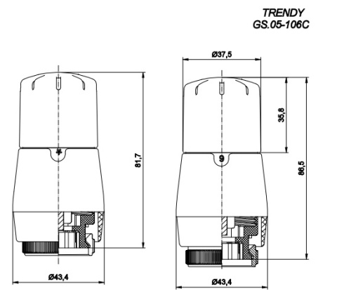 Głowica termostatyczna TRENDY GS.05 biała Głowica termostatyczna TRENDY GS.05 biała