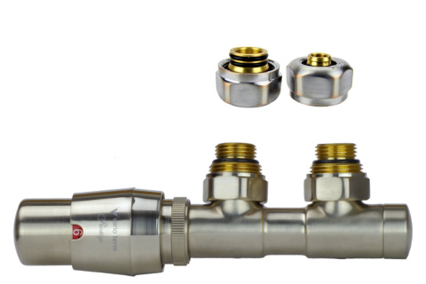 Zawór termostatyczny 50mm TWINS nikiel szlifowany lewy Pex Zawór termostatyczny 50mm TWINS nikiel szlifowany lewy Pex
