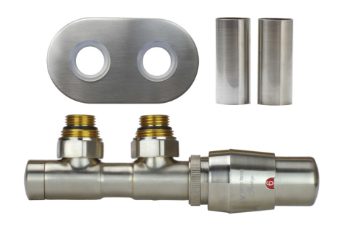 Zawór termostatyczny 50mm TWINS nikiel szlifowany prawy All in One bez złączek Zawór termostatyczny 50mm TWINS nikiel szlifowany prawy All in One bez złączek