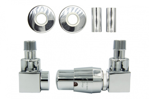 Zawór termostatyczny trójosiowy Quattro chrom Cu15mm prawy AiO Zawór termostatyczny trójosiowy Quattro chrom Cu15mm prawy AiO