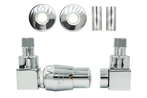 Zawór termostatyczny trójosiowy Quattro chrom Cu15mm lewy AiO Zawór termostatyczny trójosiowy Quattro chrom Cu15mm lewy AiO