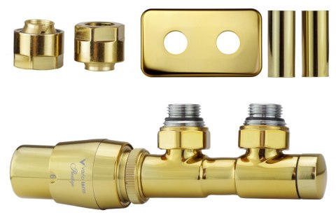 Zawór termostatyczny 50mm TWINS złoty galwaniczny lewy Cu All in One rozeta zespolona prostokątna Zawór termostatyczny 50mm TWINS złoty galwaniczny lewy Cu All in One rozeta zespolona prostokątna