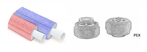 Zawór termostatyczny 50mm TWINS złoty galwaniczny lewy Pex All in One rozeta zespolona prostokątna Zawór termostatyczny 50mm TWINS złoty galwaniczny lewy Pex All in One rozeta zespolona prostokątna