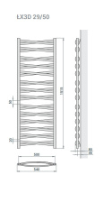 Grzejnik Łezka 3DX 540/1540 mm łazienkowy dekoracyjny czarny strukturalny