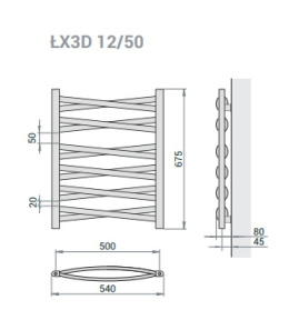 Grzejnik Łezka 3DX 540/675 mm łazienkowy dekoracyjny biały mat